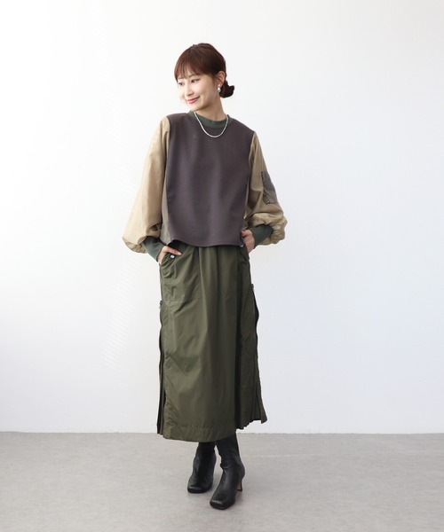 Jines（ジネス）の「サイドファスナープリーツスカート（スカート・レディース・ブラック/カーキ・38）」の18枚目の写真