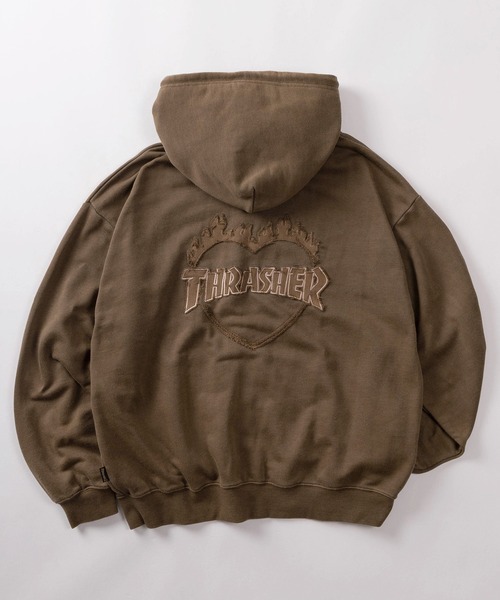 70】【THRASHER/スラッシャー】ハートロゴ ピグメント加工 ダブル