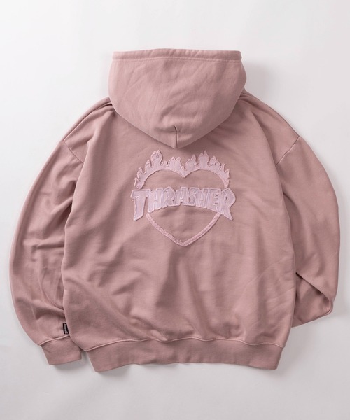 70】【THRASHER/スラッシャー】ハートロゴ ピグメント加工 ダブル