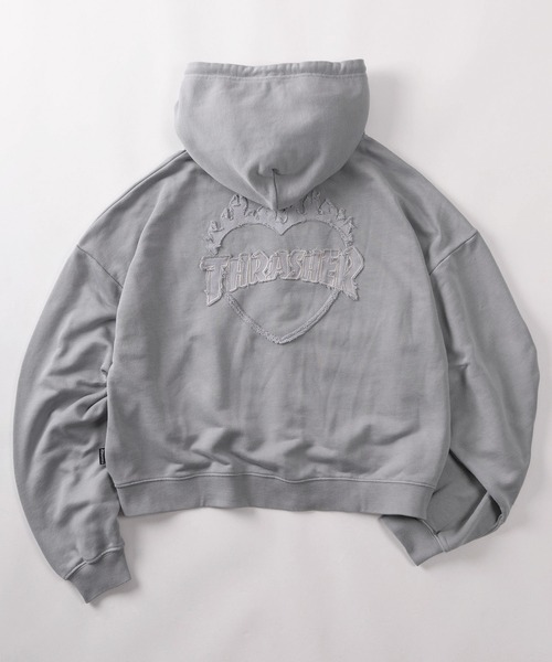 THRASHER(スラッシャー)の「【70】【THRASHER/スラッシャー】ハートロゴ ピグメント加工 ダブルジップパーカー/裏毛/バックプリント/ショート丈有り(パーカー・レディース・グレー/チャコールグレー/ブラウン/ピンク・FREE/M/L/XL)」の19枚目の写真