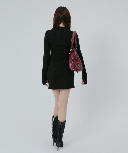 BLONDEY（ブロンディ）の「フィンガーフォールラメニットミニワンピ（ワンピース・レディース・グレー/ブラック・FREE）」の9枚目の写真