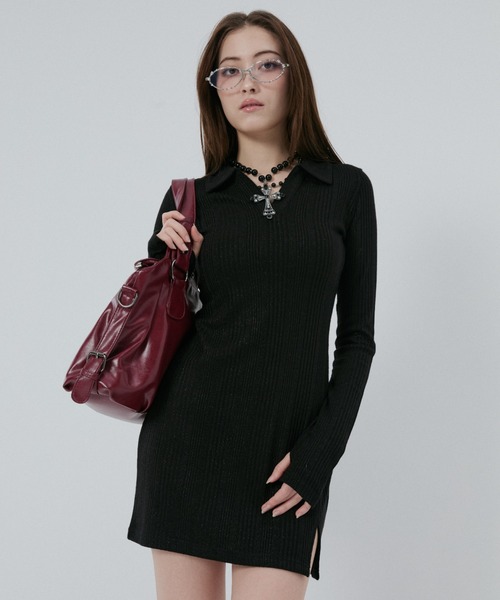 BLONDEY（ブロンディ）の「フィンガーフォールラメニットミニワンピ（ワンピース・レディース・グレー/ブラック・FREE）」の11枚目の写真