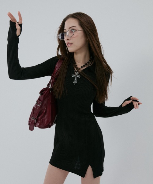BLONDEY（ブロンディ）の「フィンガーフォールラメニットミニワンピ（ワンピース・レディース・グレー/ブラック・FREE）」の16枚目の写真