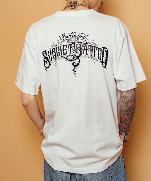 Subciety(サブサエティ)の「Soul bound tee(Tシャツ/カットソー・メンズ・ホワイト/ブラック×ゴールド/ブラック×ホワイト・SMALL/MEDIUM/LARGE/X-LARGE/XX-LARGE)」の1枚目の写真