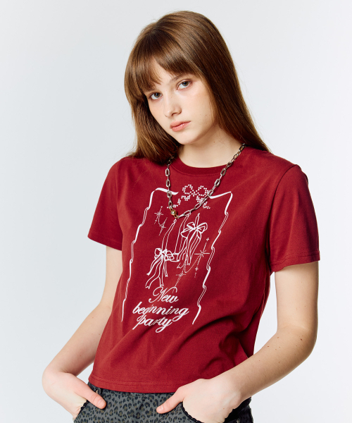 LARTIGENT(ラーティゼン)の「L15 PARTY INVITATION T-SHIRT(WINE)(Tシャツ/カットソー・レディース・その他・FREE)」の1枚目の写真