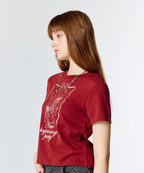 LARTIGENT(ラーティゼン)の「L15 PARTY INVITATION T-SHIRT(WINE)(Tシャツ/カットソー・レディース・その他・FREE)」の3枚目の写真