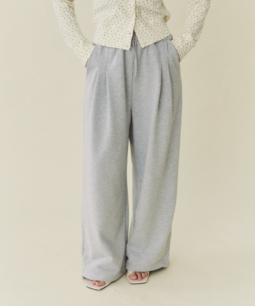 FUULLY STUDIO（フーリィーステューディオ）の「ドロストワイドスウェットパンツ（スウェットパンツ・レディース・グレー/アイボリー・FREE）」の6枚目の写真