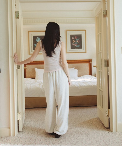 FUULLY STUDIO（フーリィーステューディオ）の「ドロストワイドスウェットパンツ（スウェットパンツ・レディース・グレー/アイボリー・FREE）」の22枚目の写真