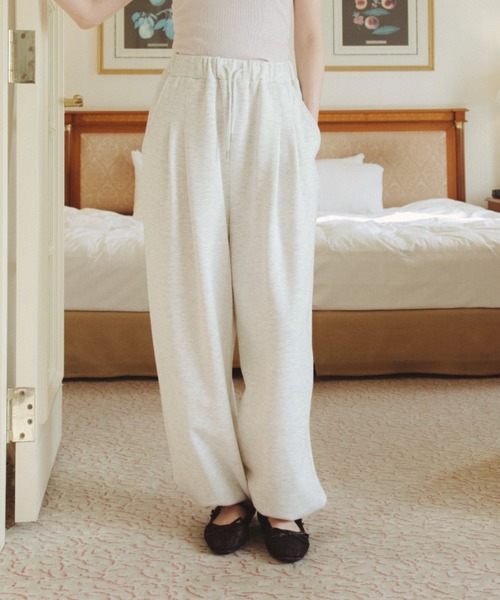 FUULLY STUDIO（フーリィーステューディオ）の「ドロストワイドスウェットパンツ（スウェットパンツ・レディース・グレー/アイボリー・FREE）」の18枚目の写真