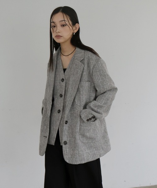 hellam(へラム)の「サマーツイードジャケット(テーラードジャケット・レディース・グレー/ブラウン/ベージュ/ブラック・FREE)」の3枚目の写真