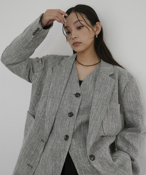 hellam(へラム)の「サマーツイードジャケット(テーラードジャケット・レディース・グレー/ブラウン/ベージュ/ブラック・FREE)」の5枚目の写真