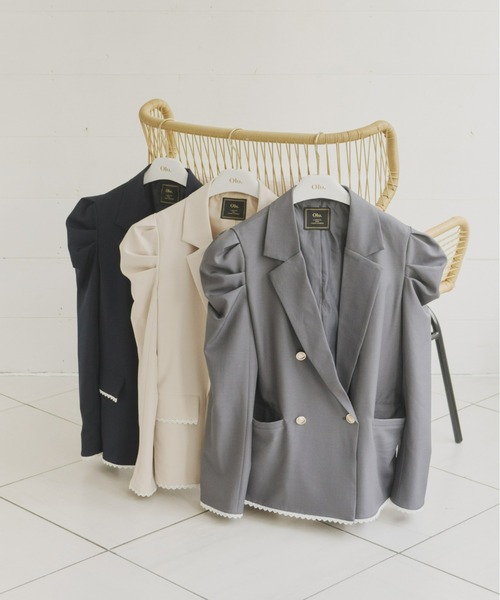 Olu.（オルドット）の「パフスリーブレースジャケット（テーラードジャケット・レディース・ベージュ/ネイビー/グレー・FREE）」の10枚目の写真