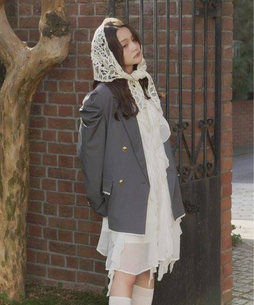 Olu.（オルドット）の「パフスリーブレースジャケット（テーラードジャケット・レディース・ベージュ/ネイビー/グレー・FREE）」の15枚目の写真