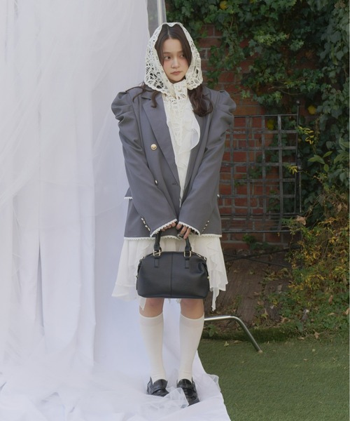 Olu.（オルドット）の「パフスリーブレースジャケット（テーラードジャケット・レディース・ベージュ/ネイビー/グレー・FREE）」の13枚目の写真