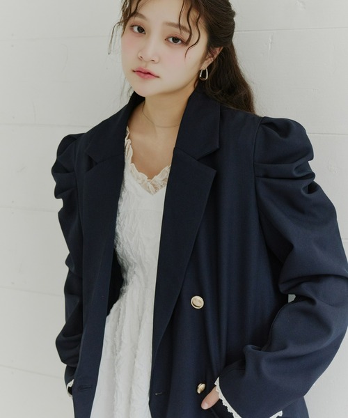 Olu.（オルドット）の「パフスリーブレースジャケット（テーラードジャケット・レディース・ベージュ/ネイビー/グレー・FREE）」の18枚目の写真