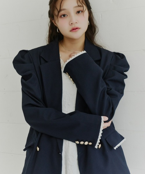 Olu.（オルドット）の「パフスリーブレースジャケット（テーラードジャケット・レディース・ベージュ/ネイビー/グレー・FREE）」の19枚目の写真