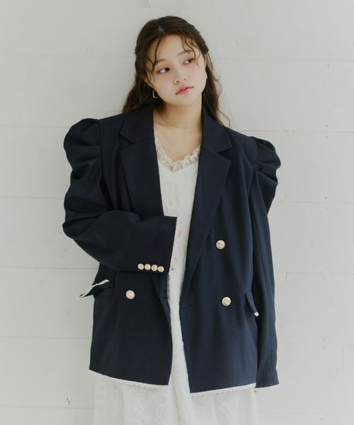Olu.（オルドット）の「パフスリーブレースジャケット（テーラードジャケット・レディース・ベージュ/ネイビー/グレー・FREE）」の9枚目の写真