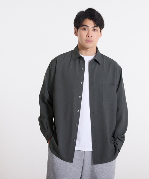 coca（coca）（コカ）の「ヘリンボーンリラックス長袖シャツ（シャツ/ブラウス・メンズ・グレイッシュベージュ/チャコール・L/M/XL）」の6枚目の写真