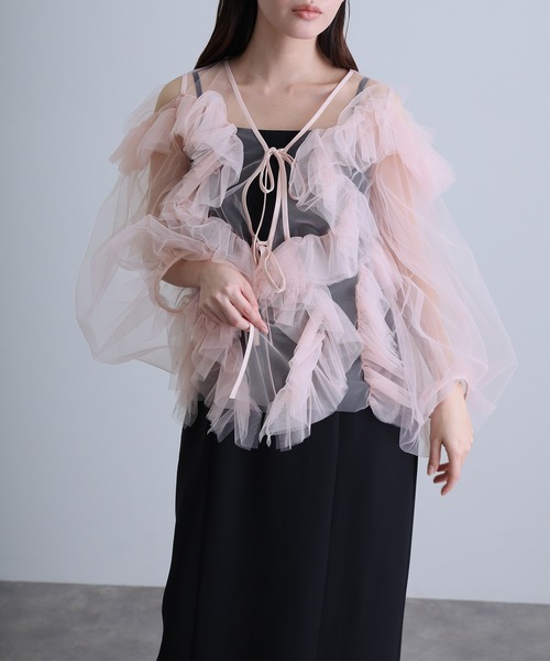 atlo(アトロ)の「ジグザグ チュール ドレス ロング&袖あり フォーマル お呼ばれ 結婚式 二次会 パーティー ドレス オケージョンドレス 同窓会 成人式 (ドレス・レディース・チャコール/ベージュ/ピンク/ミント・M/L/S)」の17枚目の写真