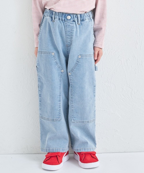 pairmanon（ペアマノン）の「ユニセックス タグ付き ダブルニーデニムパンツ（デニムパンツ・キッズ・ブルー系その他/インディゴブルー/ライトブルー・100/110/120/130/140/150/90）」の2枚目の写真