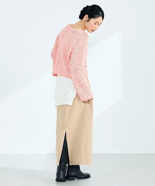 fredy emue（フレディエミュ）の「細ベルト付きタイトスカート（デニムスカート・レディース・グレー/ベージュ・36/38）」の4枚目の写真