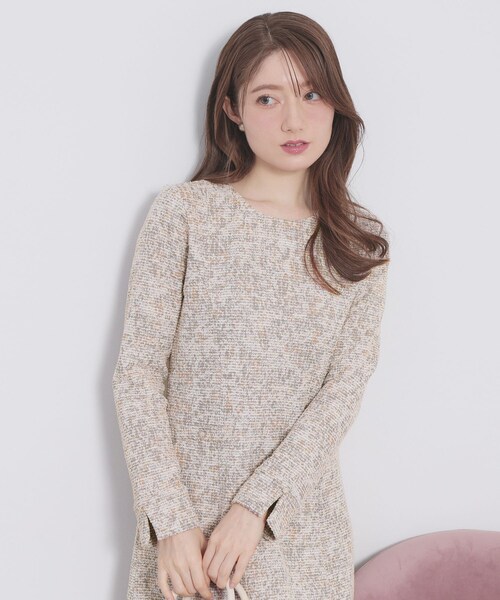 index（インデックス）の「ミックスツィードフレアワンピース【洗える/イージーアイロン/ストレッチ】《S～3L》（ワンピース・レディース・ブラック系3/ホワイト系6/ベージュ系3・44/36/38/40/42）」の12枚目の写真