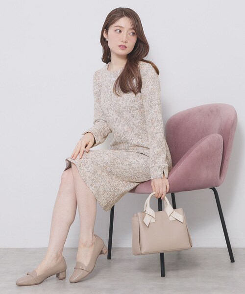 index（インデックス）の「ミックスツィードフレアワンピース【洗える/イージーアイロン/ストレッチ】《S～3L》（ワンピース・レディース・ブラック系3/ホワイト系6/ベージュ系3・44/36/38/40/42）」の13枚目の写真