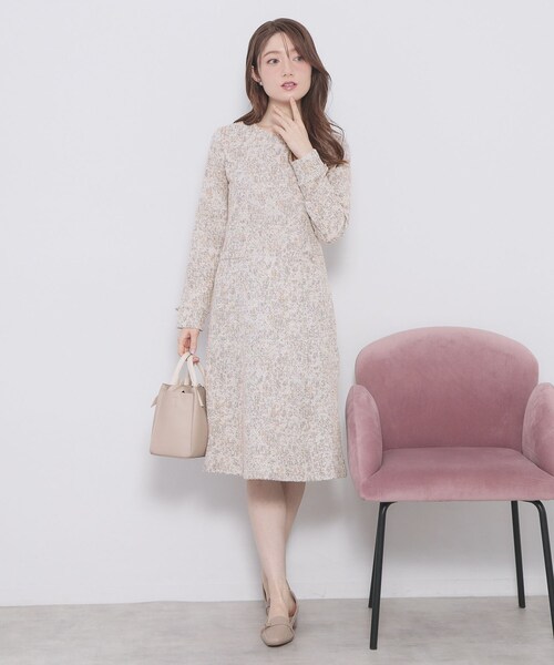 index（インデックス）の「ミックスツィードフレアワンピース【洗える/イージーアイロン/ストレッチ】《S～3L》（ワンピース・レディース・ブラック系3/ホワイト系6/ベージュ系3・44/36/38/40/42）」の14枚目の写真