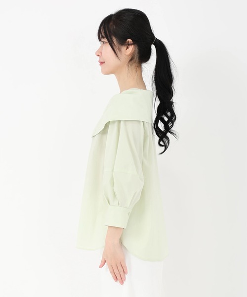 STRAWBERRY-FIELDS（ストロベリーフィールズ）の「リットタイプライター_ビッグカラーブラウス（シャツ/ブラウス・レディース・オフホワイト/ミント・2）」の6枚目の写真