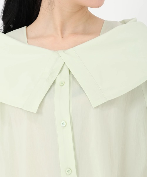 STRAWBERRY-FIELDS（ストロベリーフィールズ）の「リットタイプライター_ビッグカラーブラウス（シャツ/ブラウス・レディース・オフホワイト/ミント・2）」の8枚目の写真