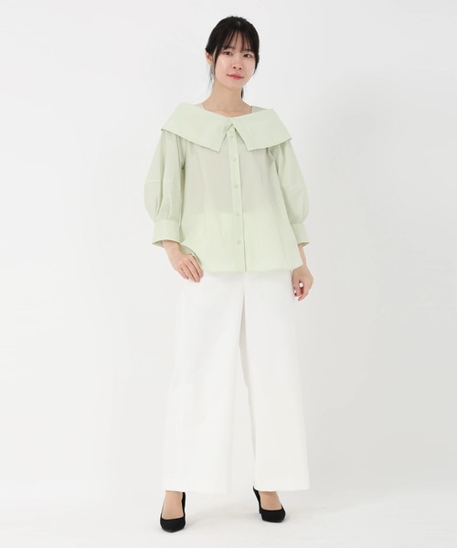 STRAWBERRY-FIELDS（ストロベリーフィールズ）の「リットタイプライター_ビッグカラーブラウス（シャツ/ブラウス・レディース・オフホワイト/ミント・2）」の14枚目の写真