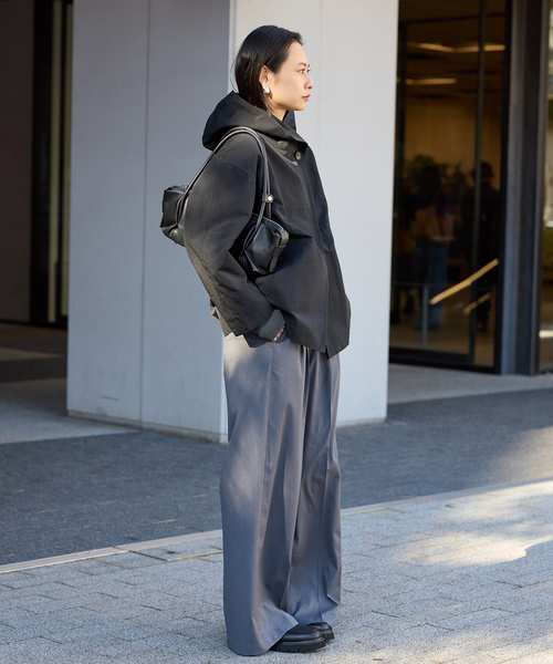 JOURNAL STANDARD（ジャーナルスタンダード）の「《追加2》グログランフードコート（その他アウター・レディース・ブラック/ライトグレー/ベージュ・38/36）」の9枚目の写真