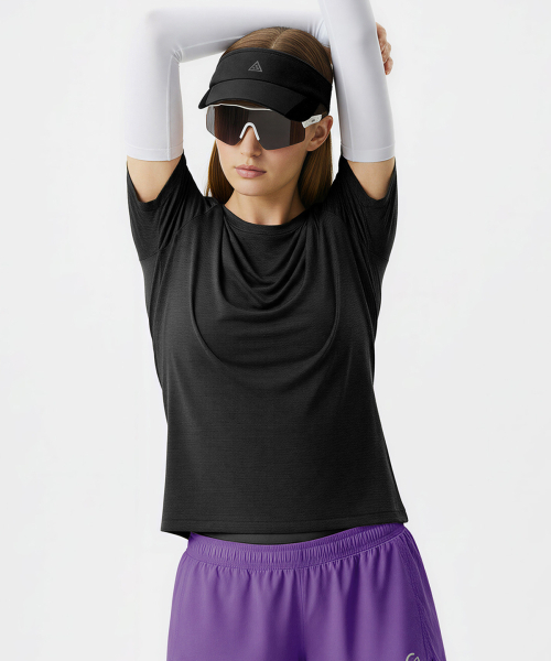 BUTTON SEOUL（ボタンソウル）の「[ウィメンズ]クイックドライセカンドスキンランニングテックTシャツ(6 COLORS)（Tシャツ/カットソー・レディース・パープル/オリーブ/ブラック/ピンク系その他/イエロー/オレンジ・M(48)/L(50)/S(46)）」の9枚目の写真