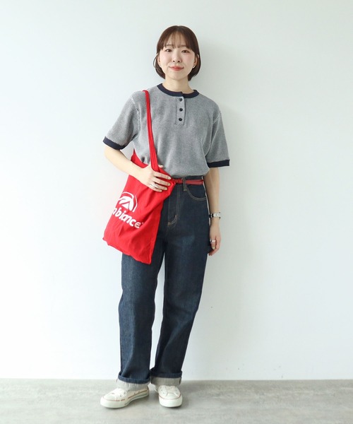 PAR ICI（パーリッシィ）の「タックワッフル ヘンリーネック半袖カットソー（Tシャツ/カットソー・レディース・ネイビー/オレンジ/グレー・FREE）」の10枚目の写真