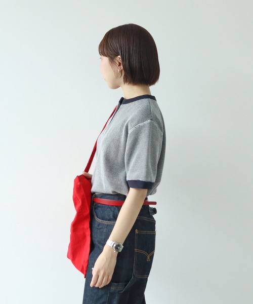 PAR ICI（パーリッシィ）の「タックワッフル ヘンリーネック半袖カットソー（Tシャツ/カットソー・レディース・ネイビー/オレンジ/グレー・FREE）」の7枚目の写真