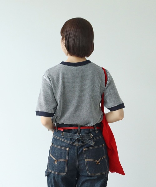 PAR ICI（パーリッシィ）の「タックワッフル ヘンリーネック半袖カットソー（Tシャツ/カットソー・レディース・ネイビー/オレンジ/グレー・FREE）」の8枚目の写真