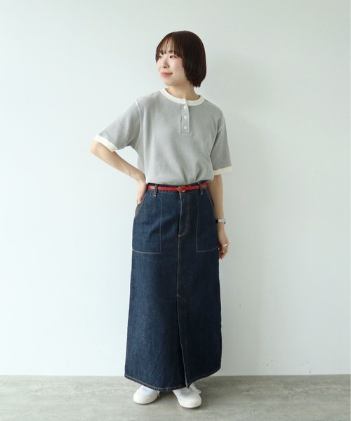 PAR ICI（パーリッシィ）の「タックワッフル ヘンリーネック半袖カットソー（Tシャツ/カットソー・レディース・ネイビー/オレンジ/グレー・FREE）」の19枚目の写真