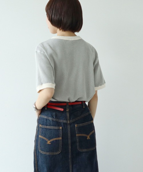 PAR ICI（パーリッシィ）の「タックワッフル ヘンリーネック半袖カットソー（Tシャツ/カットソー・レディース・ネイビー/オレンジ/グレー・FREE）」の15枚目の写真