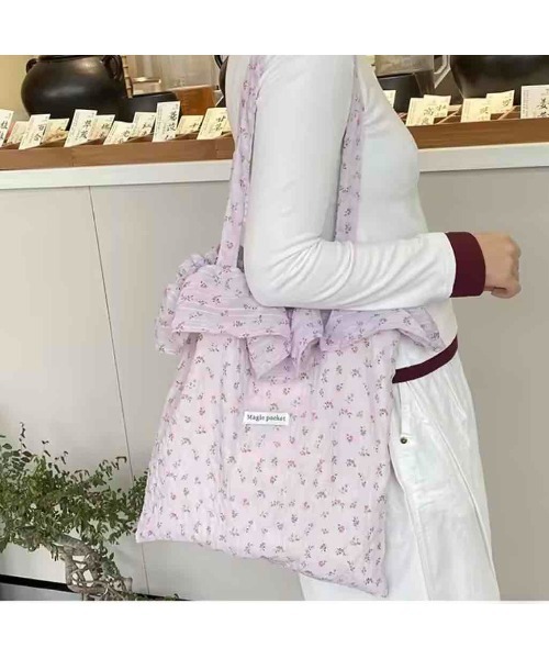 tone(トーン)の「【88eighty-eight】花柄フリルパープルシフォントートバッグ【import】(MA)(トートバッグ・レディース・パープル・FREE)」の2枚目の写真
