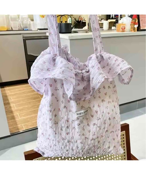 tone(トーン)の「【88eighty-eight】花柄フリルパープルシフォントートバッグ【import】(MA)(トートバッグ・レディース・パープル・FREE)」の3枚目の写真