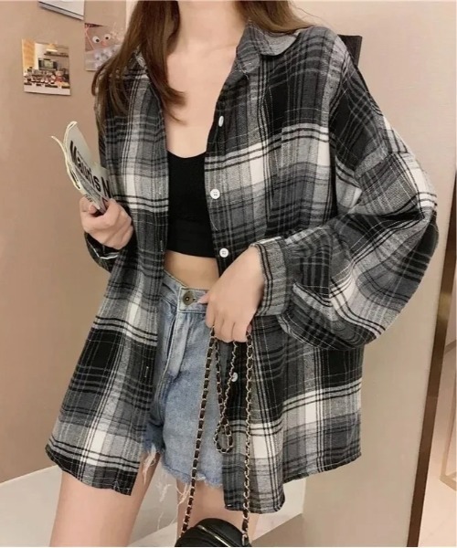NO WAY(ノーウェイ)の「/レディース チェック柄シャツ(BDS)(シャツ/ブラウス・レディース・ブラウン/ブラック・FREE)」の2枚目の写真