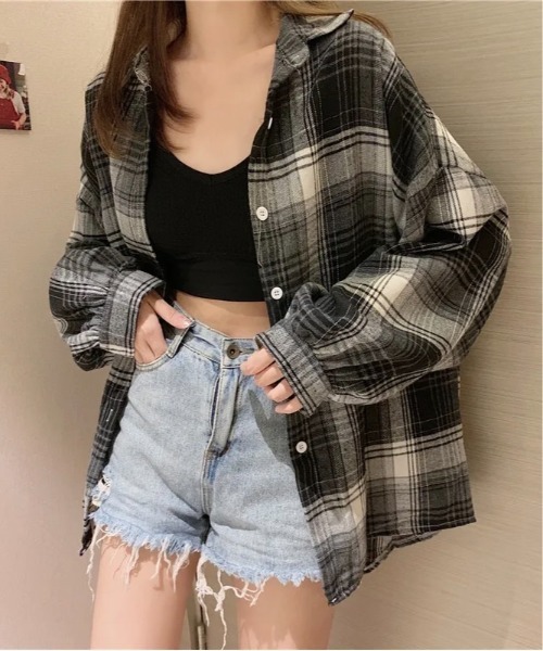 NO WAY(ノーウェイ)の「/レディース チェック柄シャツ(BDS)(シャツ/ブラウス・レディース・ブラウン/ブラック・FREE)」の5枚目の写真