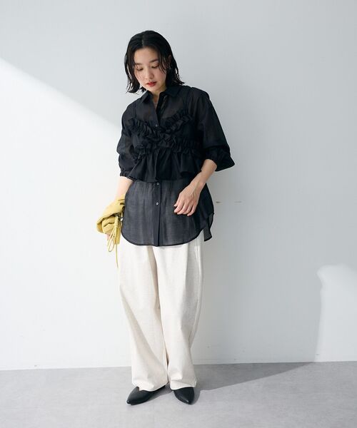 Green　Parks（グリーンパークス）の「コクーンシルエットスウェットパンツ（その他パンツ・レディース・ホワイト系その他/チャコールグレー・FREE）」の5枚目の写真