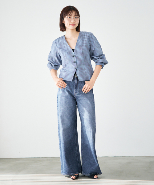 IENA(イエナ)の「YANUK/ヤヌーク 別注 MARY Baggy straight デニムパンツ 57162501(デニムパンツ・レディース・ブルー・26/25/24/23/22)」の2枚目の写真