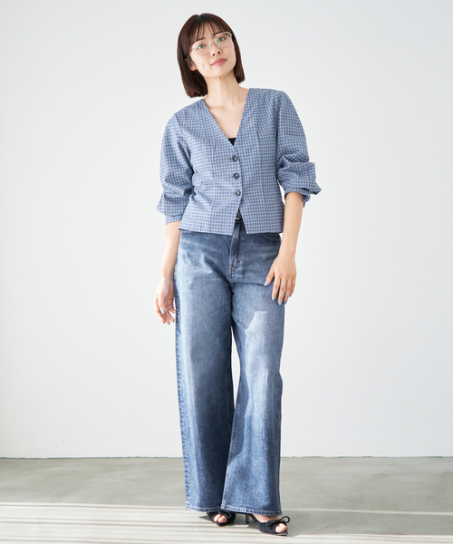 IENA(イエナ)の「YANUK/ヤヌーク 別注 MARY Baggy straight デニムパンツ 57162501(デニムパンツ・レディース・ブルー・26/25/24/23/22)」の7枚目の写真