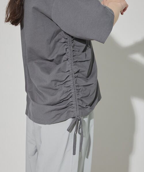 GARAGE OF GOOD CLOTHING（ガレージオブグッドクロージング）の「脇ドロストハーフスリーブプルオーバー（Tシャツ/カットソー・レディース・グレー/ブラック・FREE）」の9枚目の写真