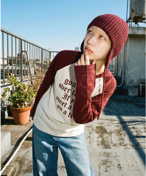 REBRENNER(リブレンナー)の「DTF トリップ レグラン ロングスリーブ ホワイトバーガンディ(Tシャツ/カットソー・レディース・その他・MEDIUM/LARGE/X-LARGE)」の13枚目の写真