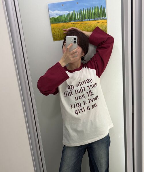 REBRENNER(リブレンナー)の「DTF トリップ レグラン ロングスリーブ ホワイトバーガンディ(Tシャツ/カットソー・レディース・その他・MEDIUM/LARGE/X-LARGE)」の7枚目の写真