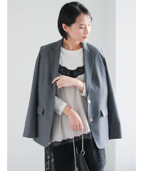 Te chichi（テチチ）の「シングルブレストテーラードジャケット《2026 spring catalog item》（ノーカラージャケット・レディース・ネイビー/グレー・F）」の7枚目の写真