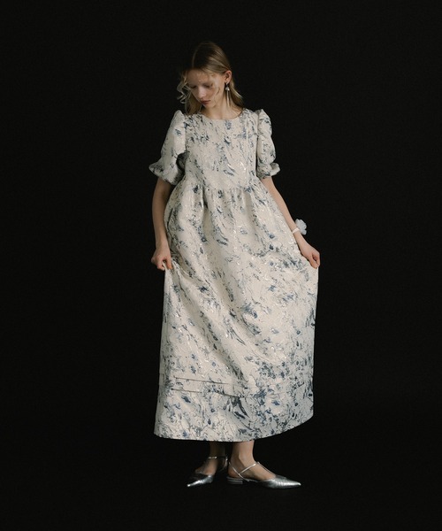et.UNiVER(エトユニベール)の「Marble dress(ドレス・レディース・グリーン/ネイビー/パープル・M-Long/M-Short/MEDIUM)」の9枚目の写真
